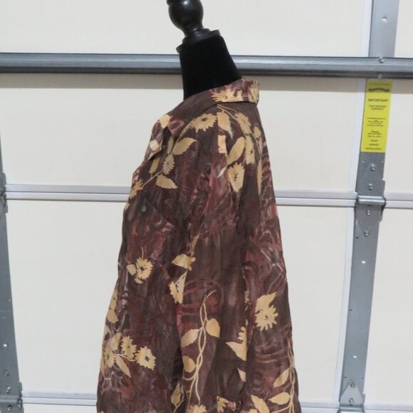 BOGO Napa Valley Woman Semi Sheer Button Down 3/4 sleeve Blouse Floral Browns 1X - Picture 6 of 8